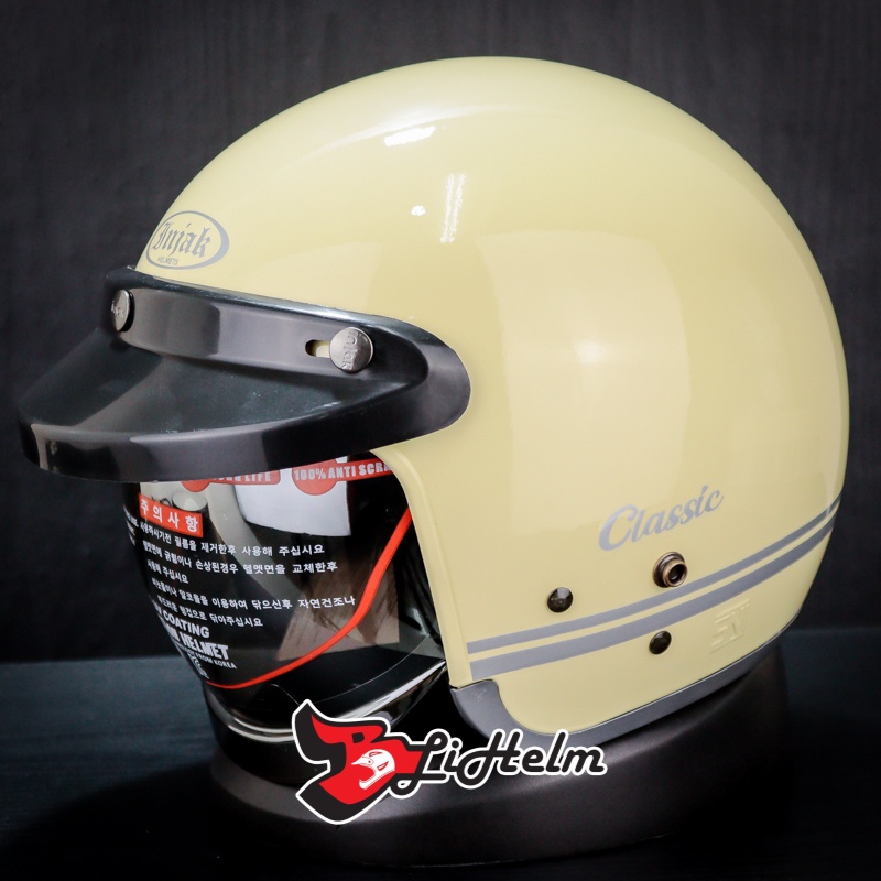 Jual HELM INJAK RETRO #06 LINE | CREAM GLOSSY | BOGO CLASSIC | Shopee ...