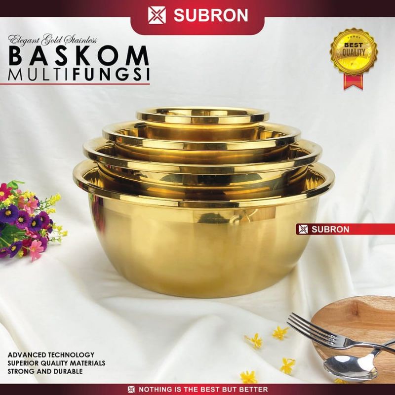 Jual Subron Baskom Wadah Stainless Edisi Gold Wadah Serbaguna