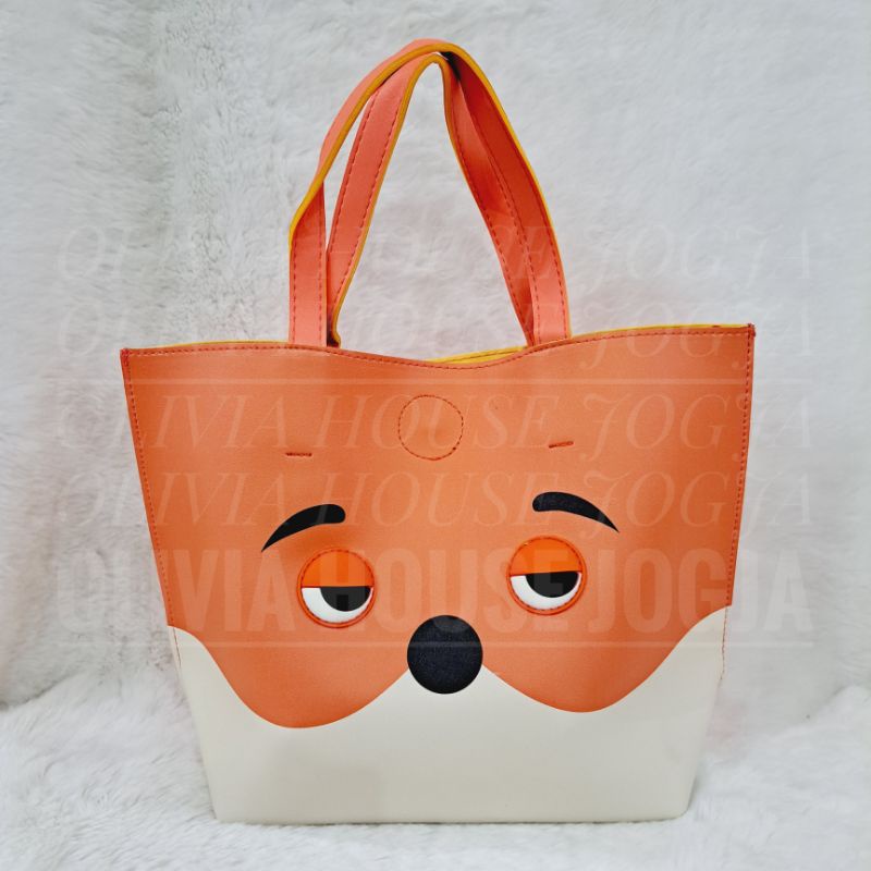 Jual Tas Bekal Zootopia Kancing Tas Tenteng Zootopia Oren Putih Sling