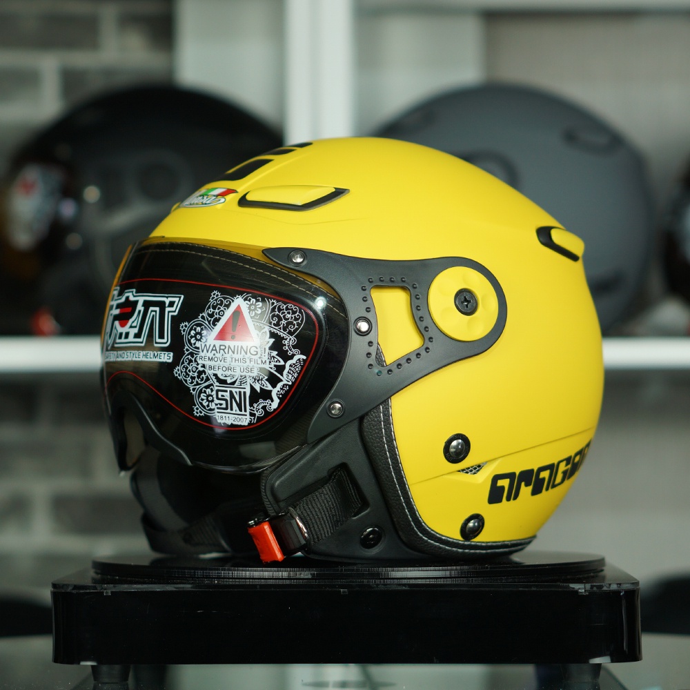 Jual HELM JPN MONSA HALF FACE ARAGON DEWASA PRIA WANITA REMAJA FREE KACA STD SNI GAUL BAGUS