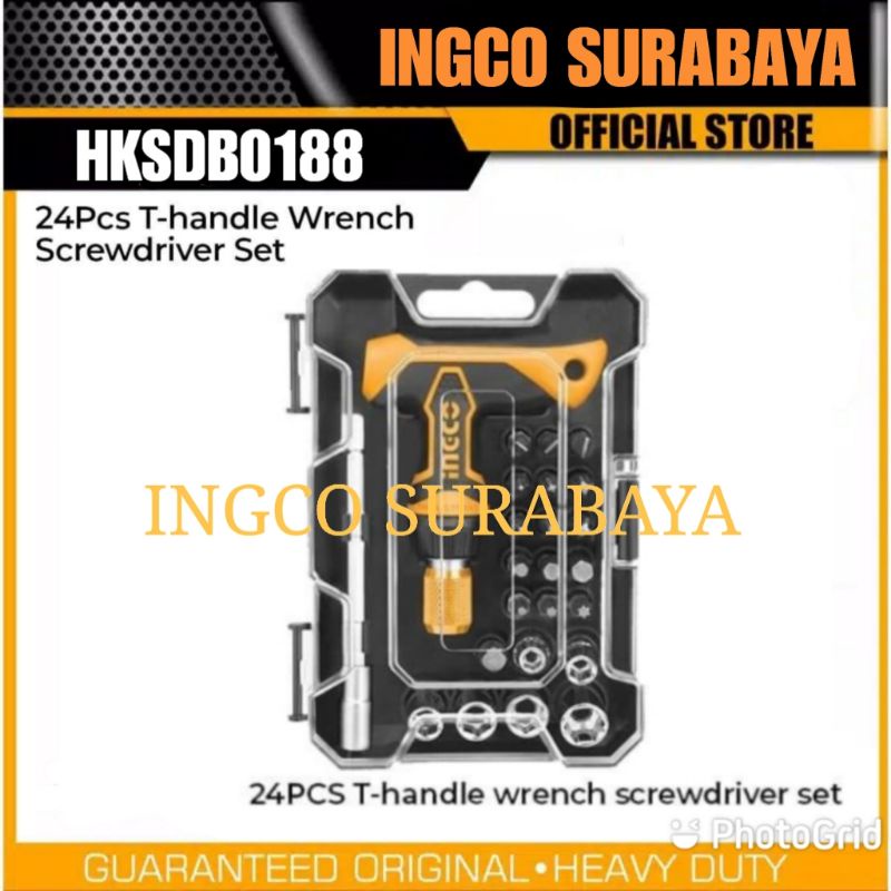 Jual INGCO HKSDB0188 T-HANDLE WRENCH SCREWDRIVER SET 24PCS KUNCI T ...