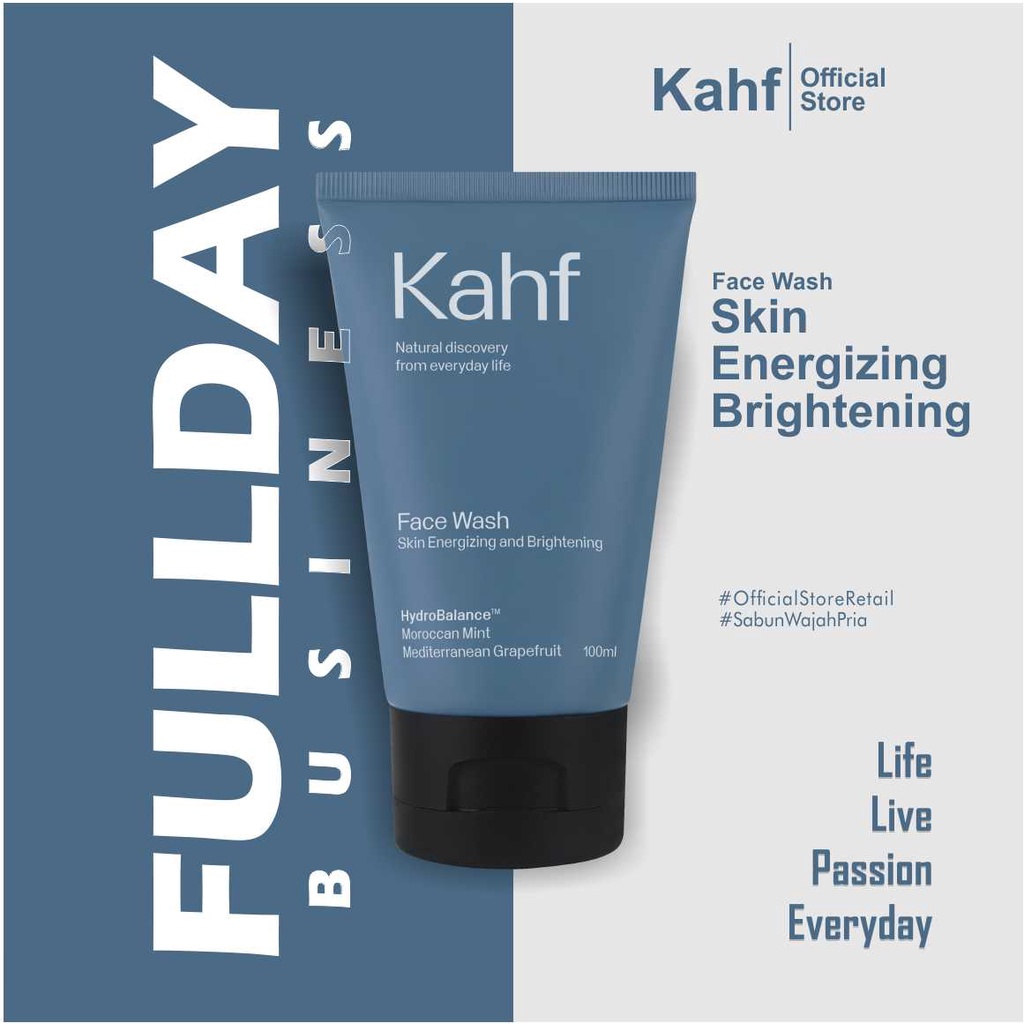 Jual Kahf Energizing & Brightening Face Wash 100 ml Sabun Wajah Pria