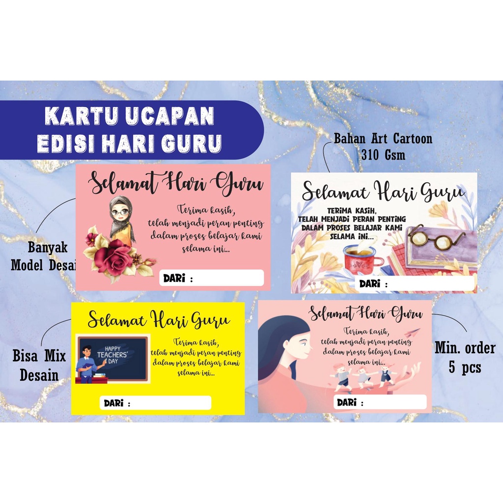 Jual Kartu Ucapan Edisi Hari Guru 1/Guru berhijab/Bapak guru/motif