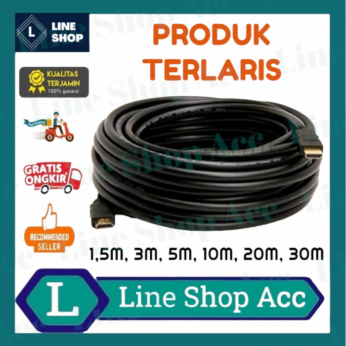 Jual Kabel HDMI To HDMI 30 Meter Hitam High Quality Male Male | Shopee ...