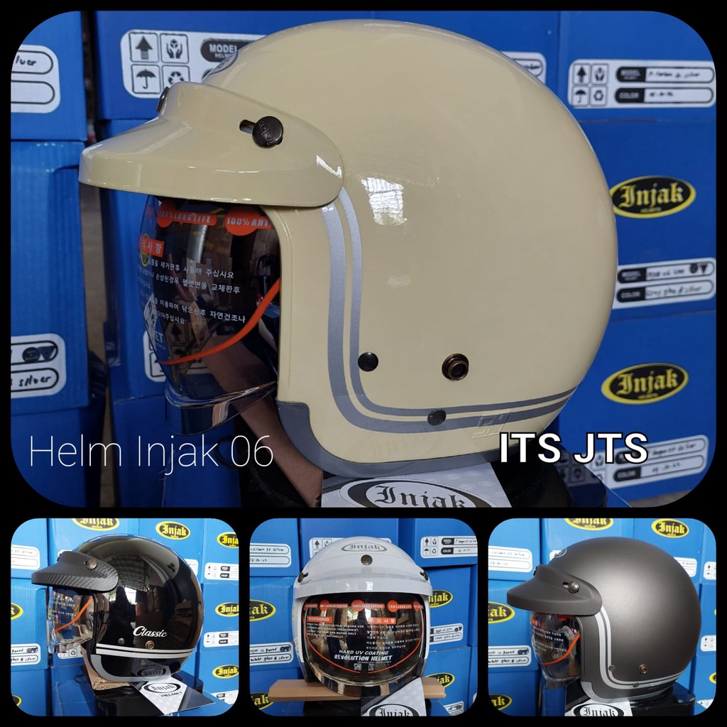 Jual HELM INJAK 06 ORIGINAL HELM RETRO DENGAN KACA DALAM (OPEN VISOR