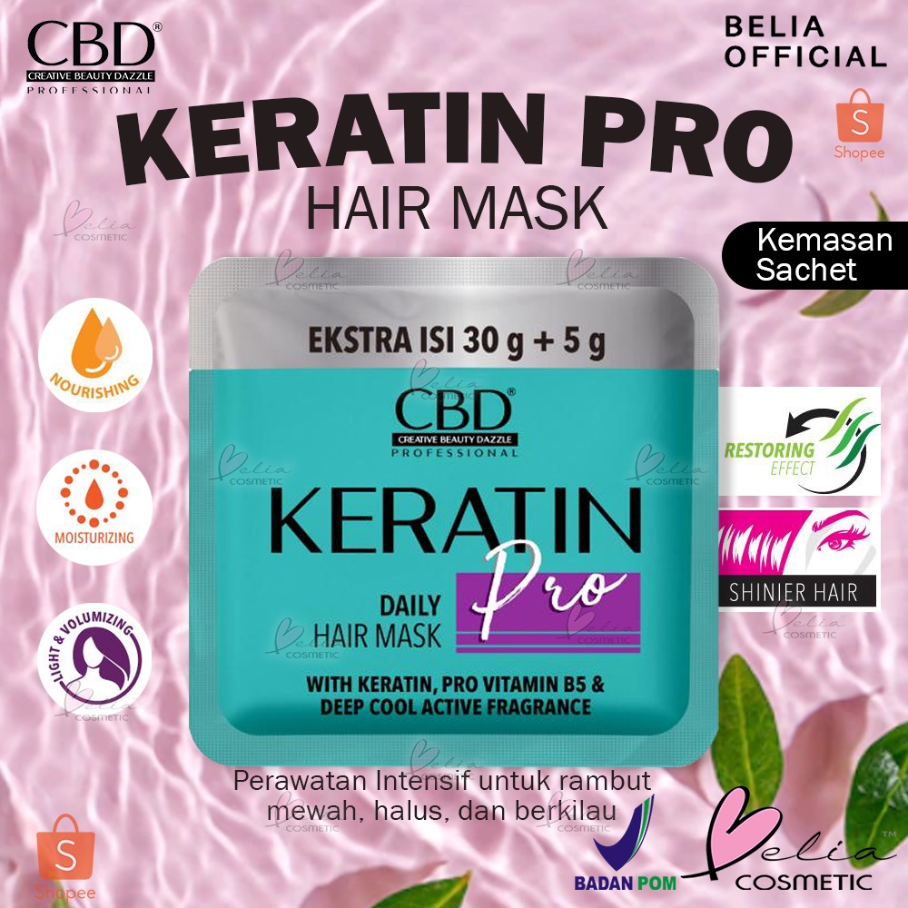 Jual BELIA CBD Professional Hair Mask Sachet | Keratin Pro Color Shield ...