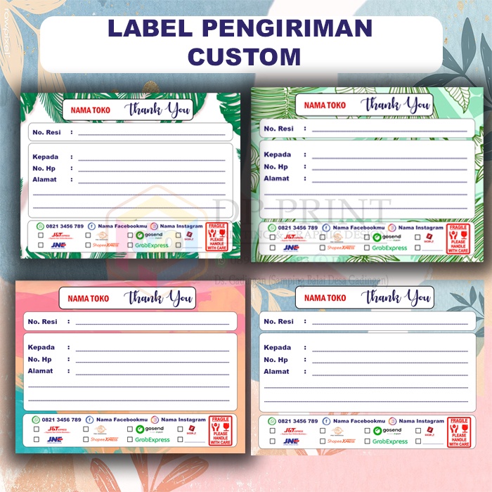 Jual Stiker Label Pengiriman Olshop Custom Full Color Desain Sendiri