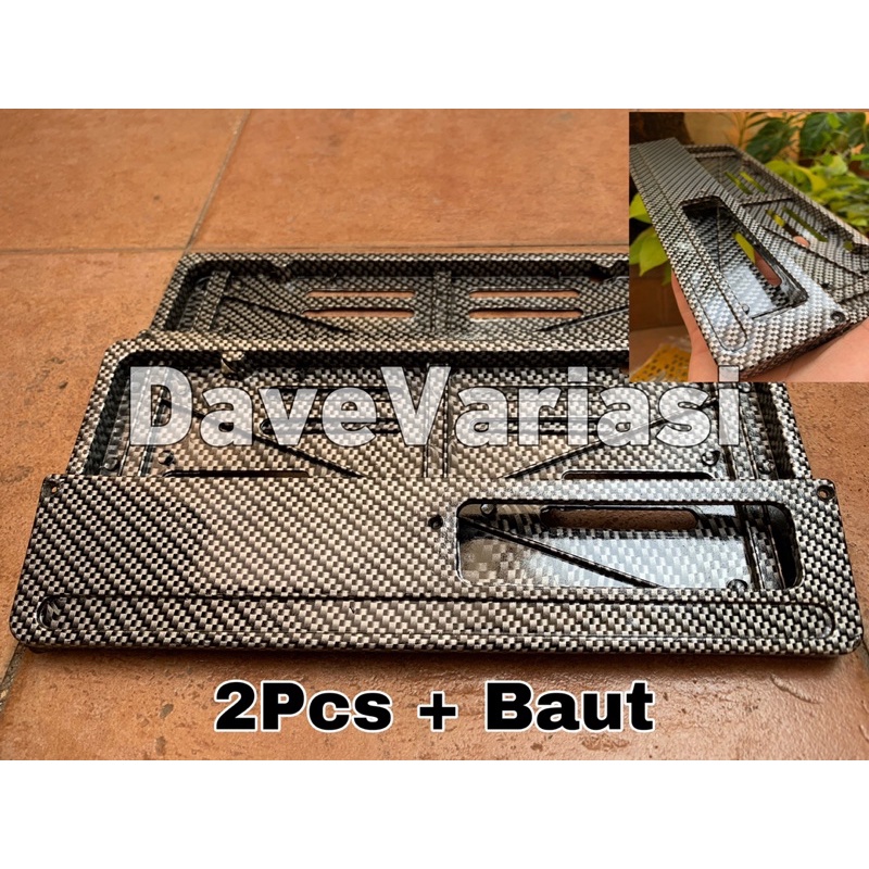SIAP KIRIM DUDUKAN PLAT NOMOR MOTOR KARBON 2PCS+M + BAUT COVER PLAT NOMOR UNIVERSAL VARIO MIO SCOOPY BEAT NMAX PCX AEROX VIXION BYSON FU DLL