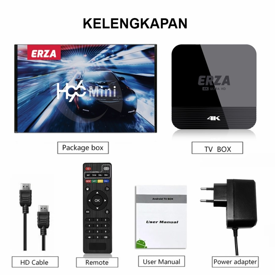 Jual Erza H96 Mini TV Box Android 2GB 16GB Quad Core 4K 2.4G Wifi ...
