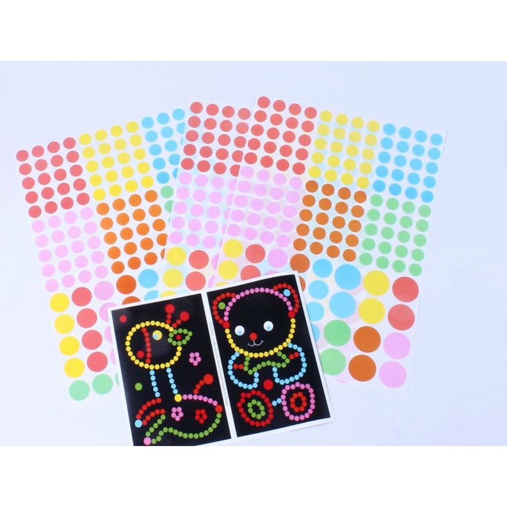 Jual SET DOT STICKER with PAPER/ isi 2 gambar dan w lembar sticker2 ...