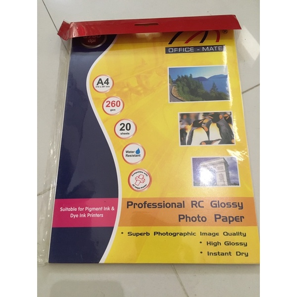 Jual Kertas Foto Glossy Paper Office Mate 260gsm A4 | Shopee Indonesia