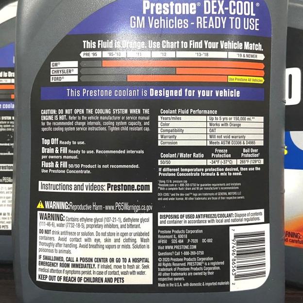 Jual Prestone dexcool Gm 50/50 radiator coolant Extended life