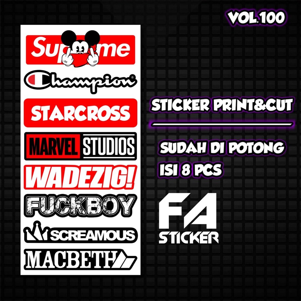 Jual Stiker Pack Print Cut Vol 100 Viral Terbaru Stiker Motor Sticker ...