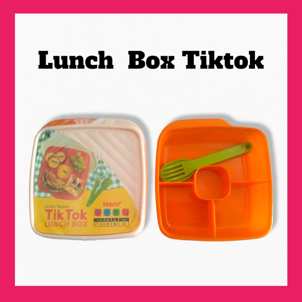 Jual LUNCH BOX SET TIK TOK KOTAK MAKAN SET 3IN 1 / 4 SEKAT MURAH