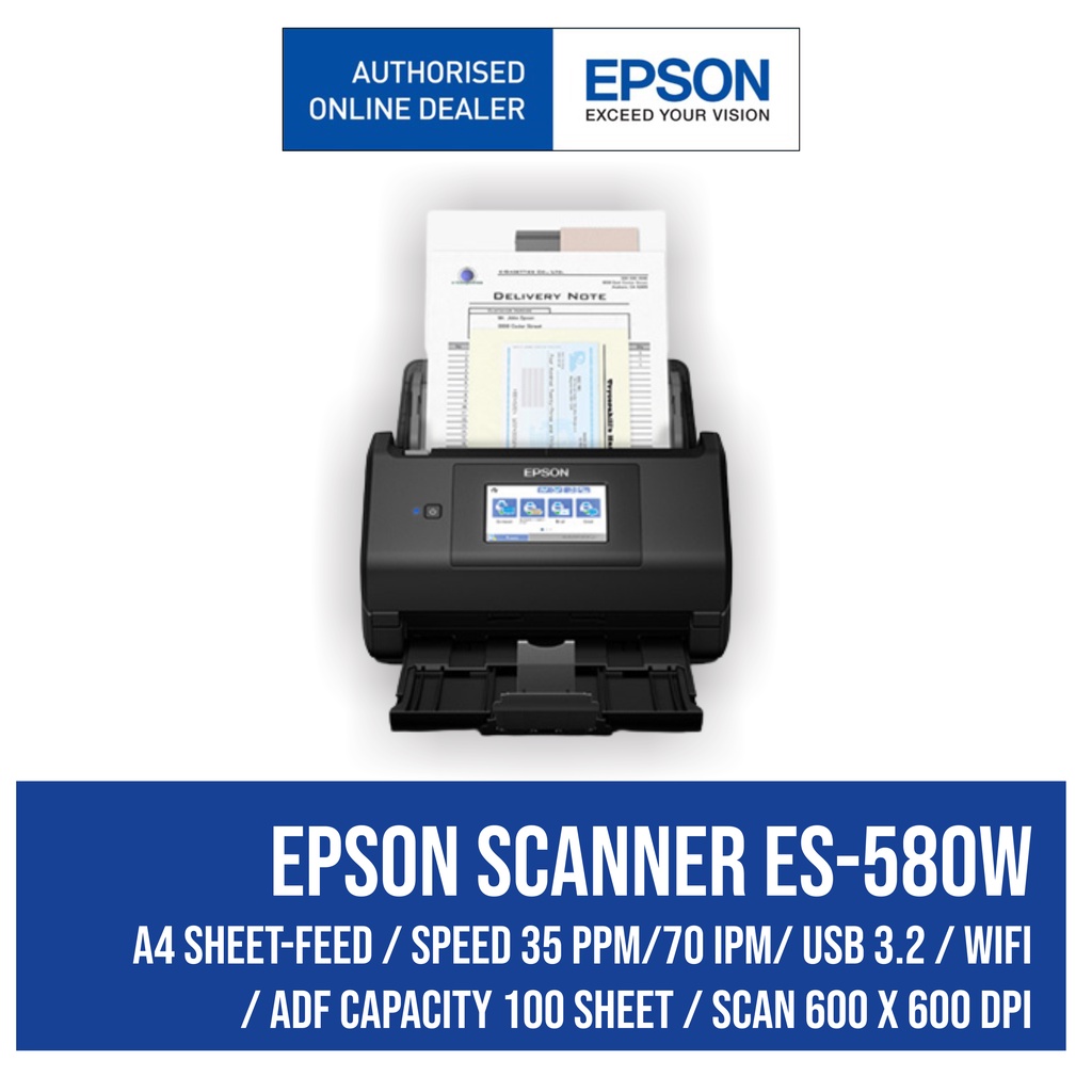 Jual Epson WorkForce ES580W A4 Duplex Sheetfed Document Scanner