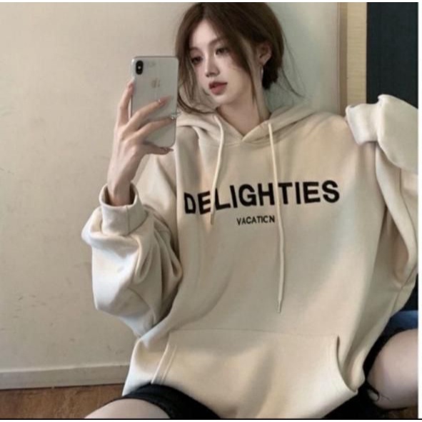 DELIGHTIES VACATICN HOODIE OVERSIZE SWEATER HOODIE WANITA