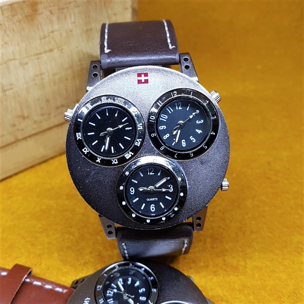 Jual Jam tangan fos army 3 mesin fashion pria - analog tali kulit ...