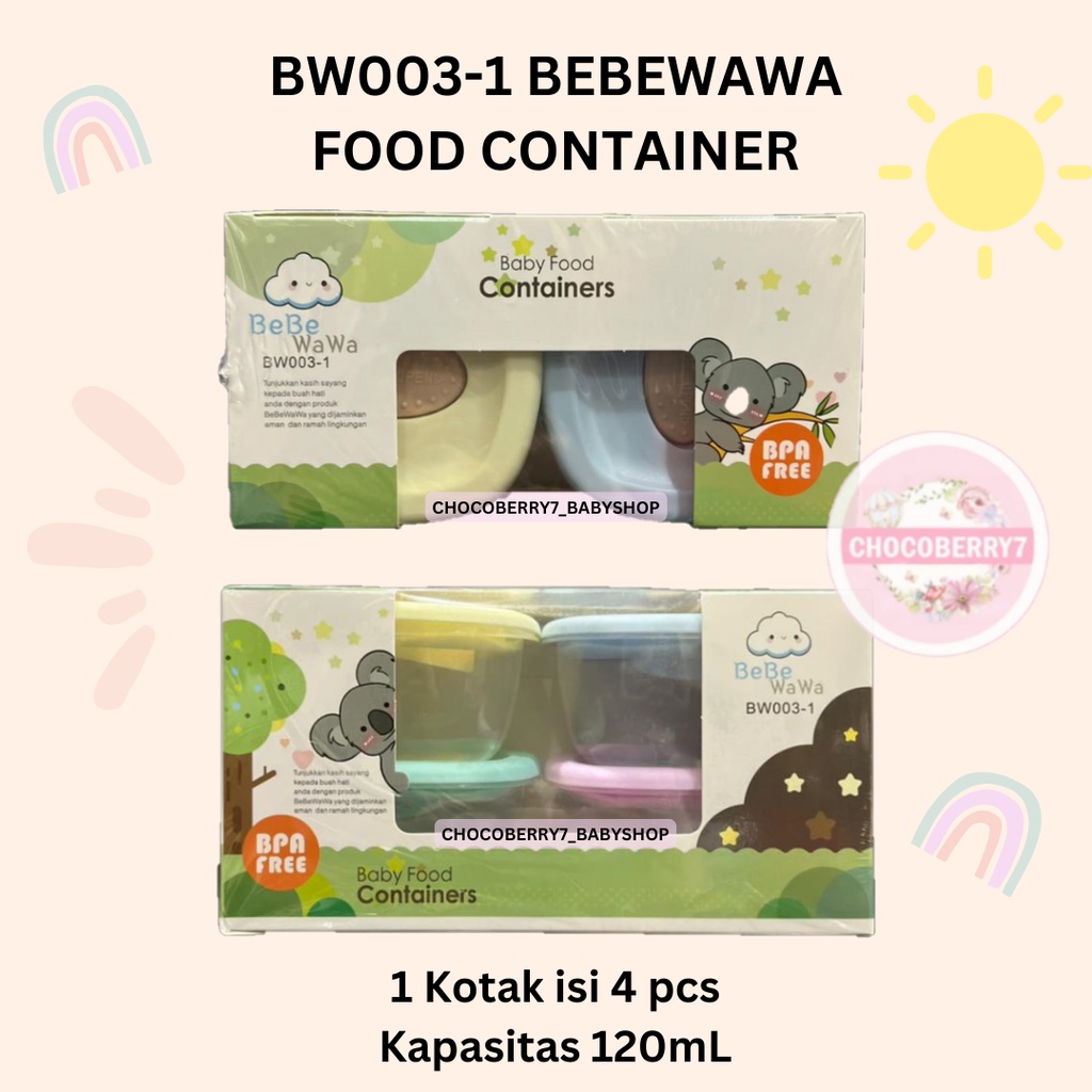 Jual Bebe Wawa Kandila Baby Food Container Makanan MPASI Bayi Isi 4 Pcs Jiayi BebeWawa Wadah