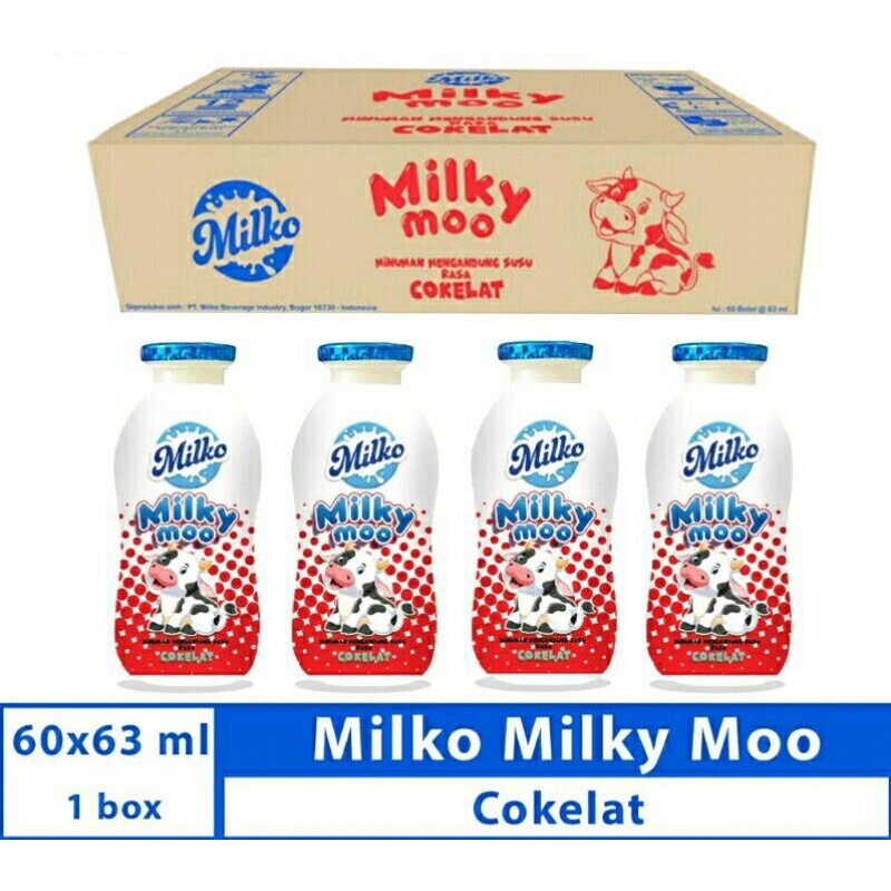 Jual MILKY MOO Uht Botol Coklat 1Dus / Karton isi 60Pcs @63ml | Shopee ...