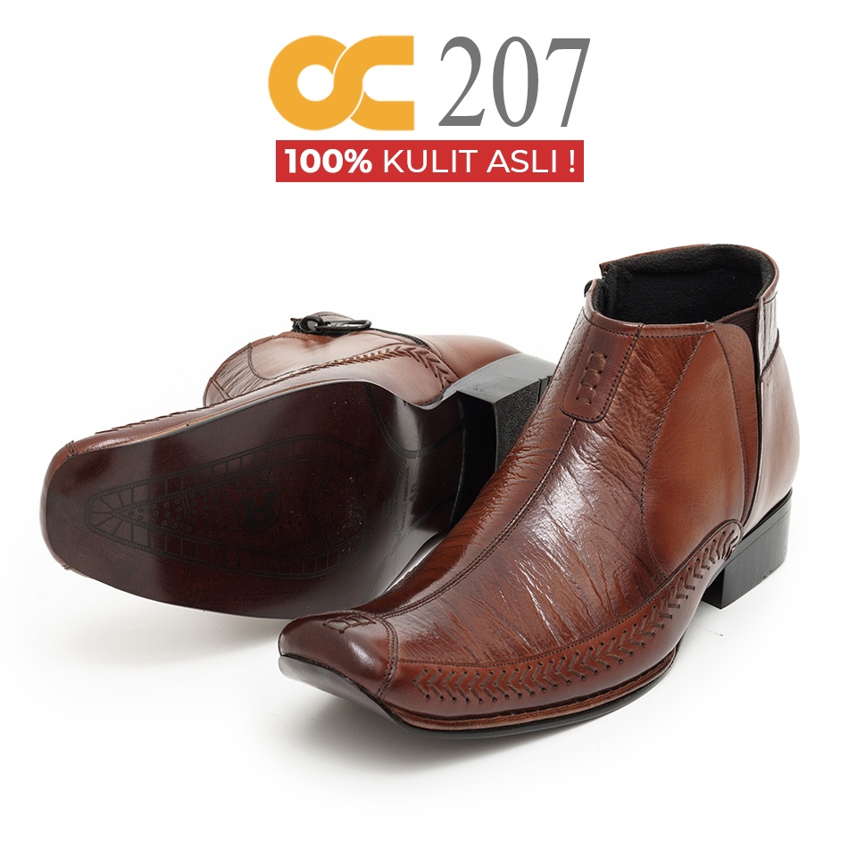 Jual Sepatu Boot Pria Kulit Asli Odon Cibaduyut Oc Hitam Coklat Putih Kekinian Pantofel New