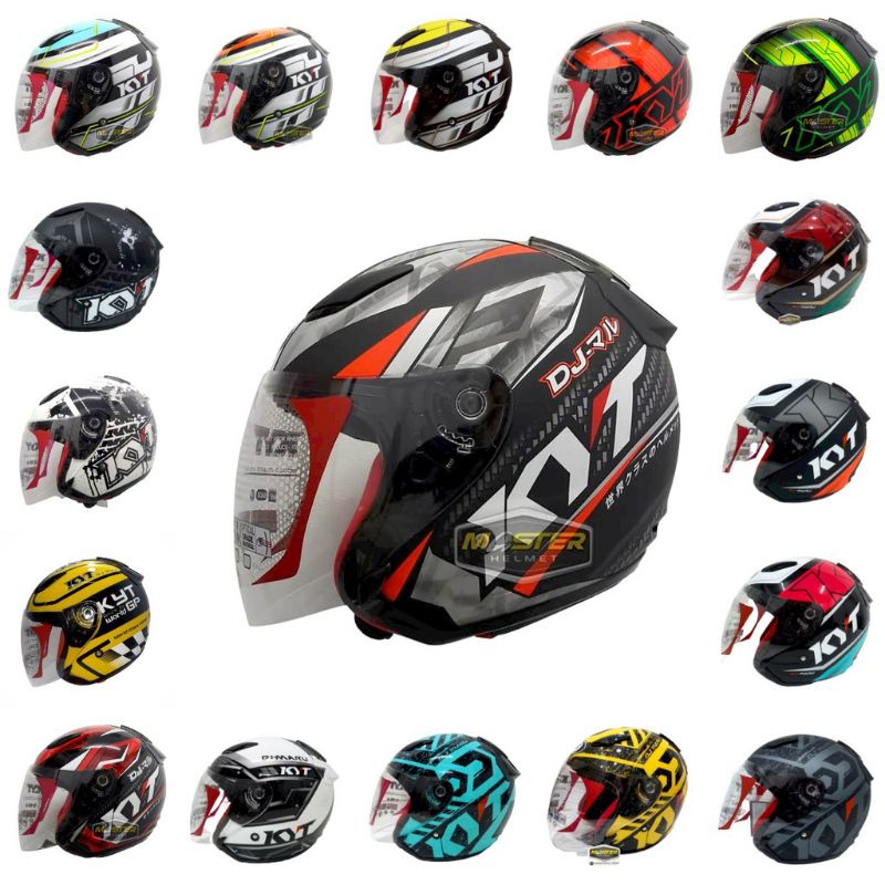 Jual HELM KYT DJ MARU MOTIF / HALF FACE KACA PUTIH Shopee Indonesia