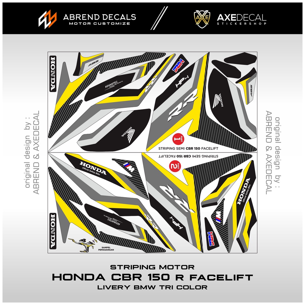 Jual Striping Cbr 150 R facelift BMW Tri Color HP4 Racing / Stiker ...