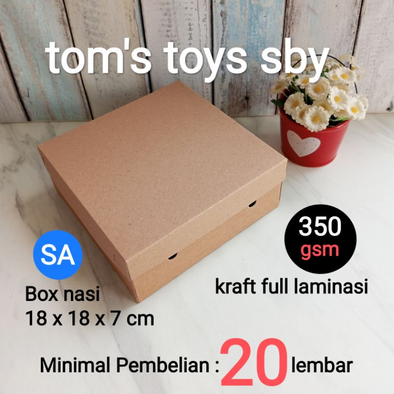 Jual Box Dus Kotak Nasi 18 X 18 X 7 Cm Kraft 350 Gsm Full Laminasi Roti Kue Snack Shopee Indonesia 6634