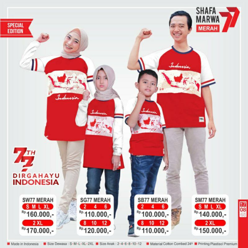 Jual SERAGAM KELUARGA MERAH PUTIH BAJU COUPLE KELUARGA SHAFA MARWA BAJU