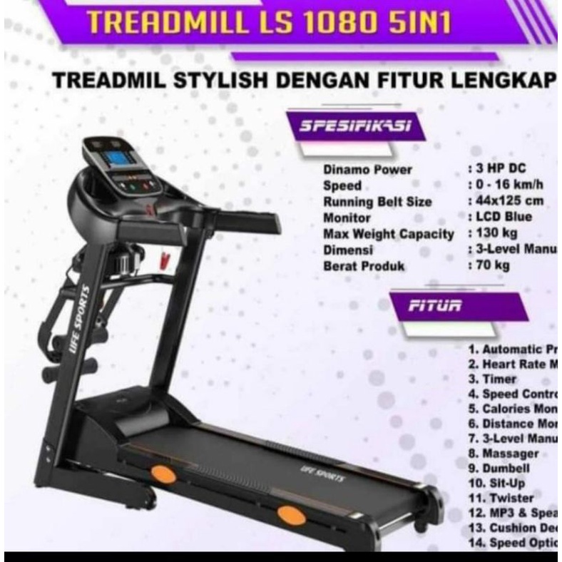 Jual Treadmill Elektrik Auto Incline Fungsi Shopee Indonesia