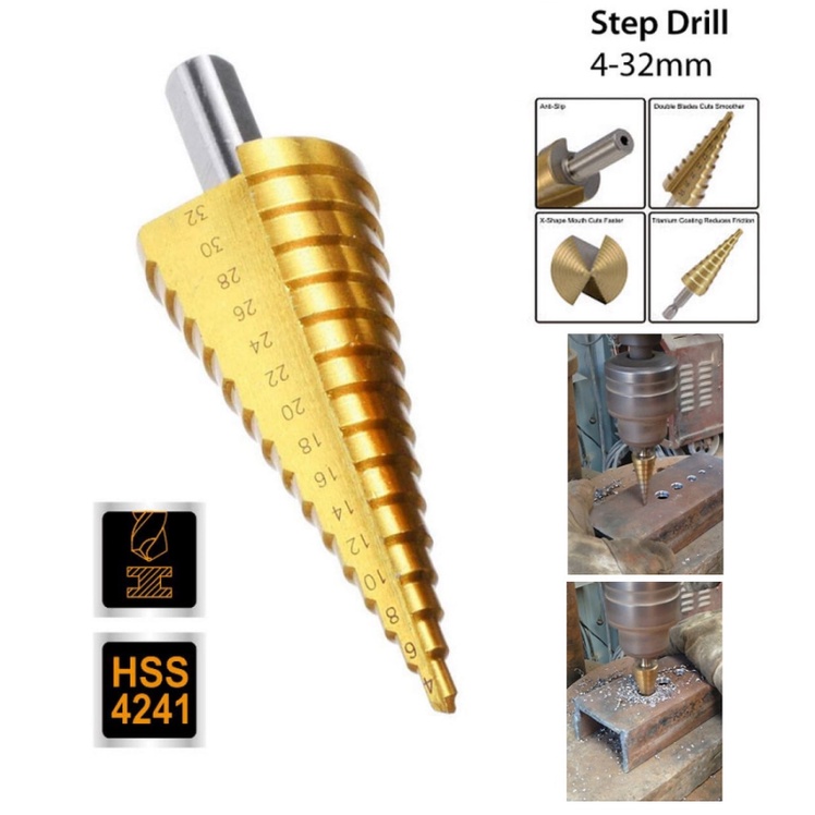 Jual Mata Bor Pagoda Mata Bor Besi Kayu Piramid Step Steel Cone Drill Bits Hss 4 32 Mm