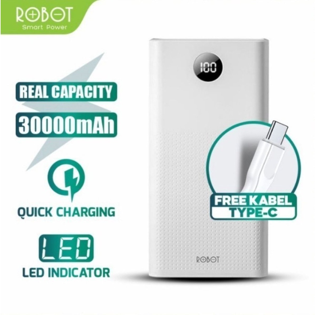 Jual ROBOT RT30 Power Bank 30000mAh Powerbank 3output & 2input 22,5W ...