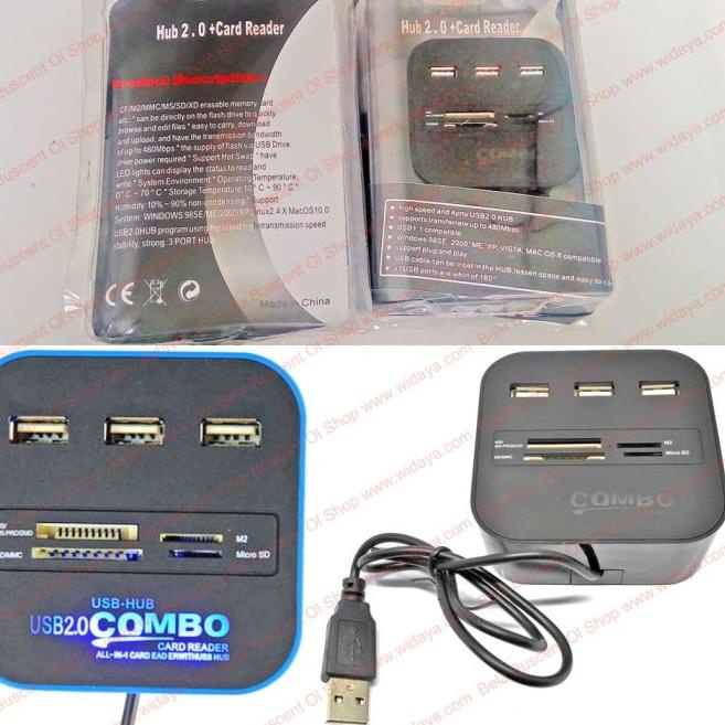 Jual Terminal USB 3 Port Pembaca Kartu Memori SD MMC MS TF/ MicroSD ...