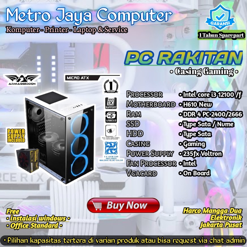 Jual Komputer / CPU / PC Rakitan Core i3 12100 /f Generasi 12 Office ...