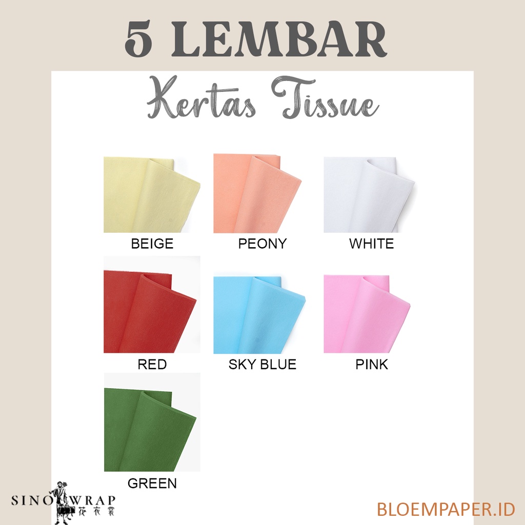 Jual (5 LEMBAR) Flower Wrapping Kertas Tissue / Flower Paper / Kertas ...