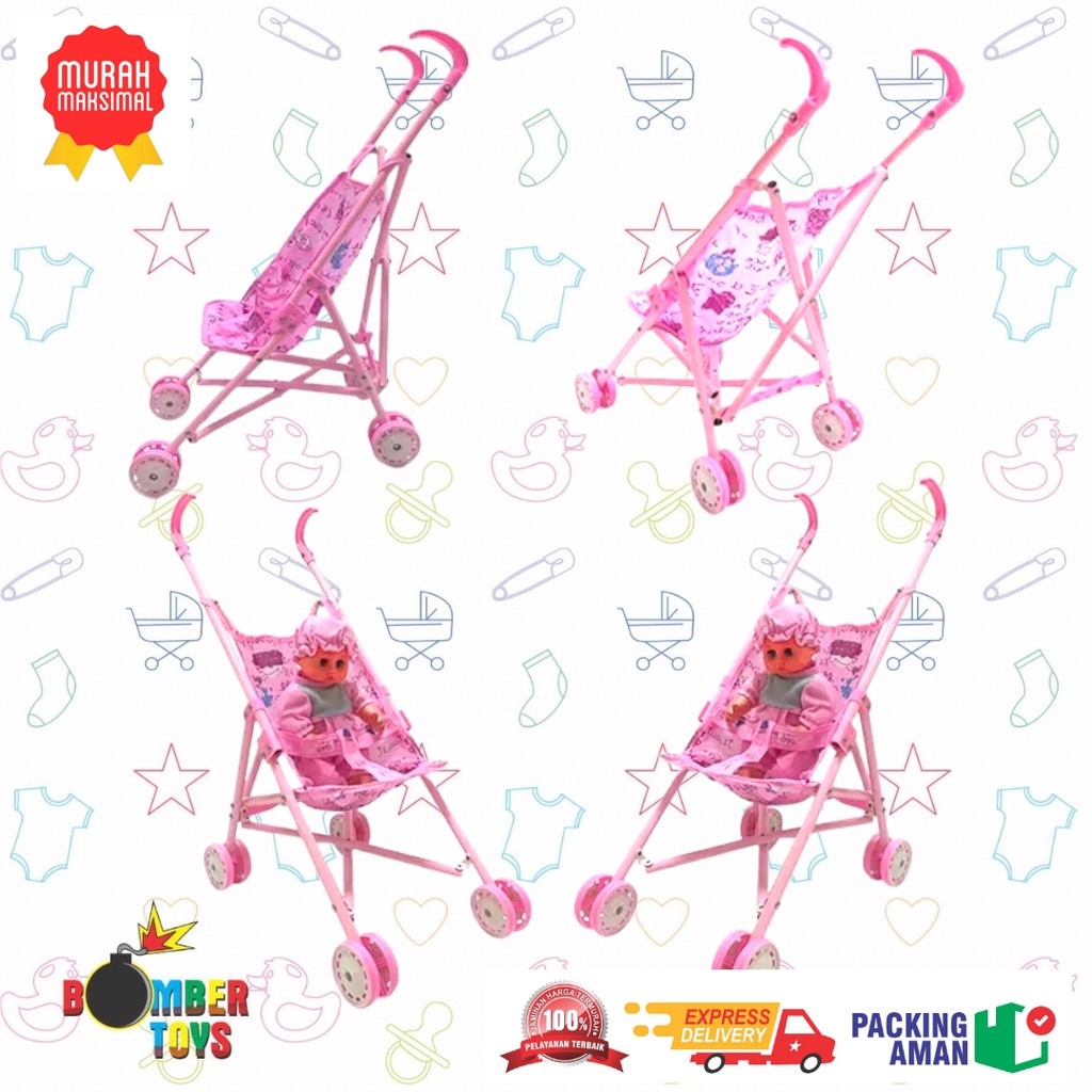 Jual MAINAN DORONGAN BAYI BONEKA STROLLER BAYI 201861 Music Besar