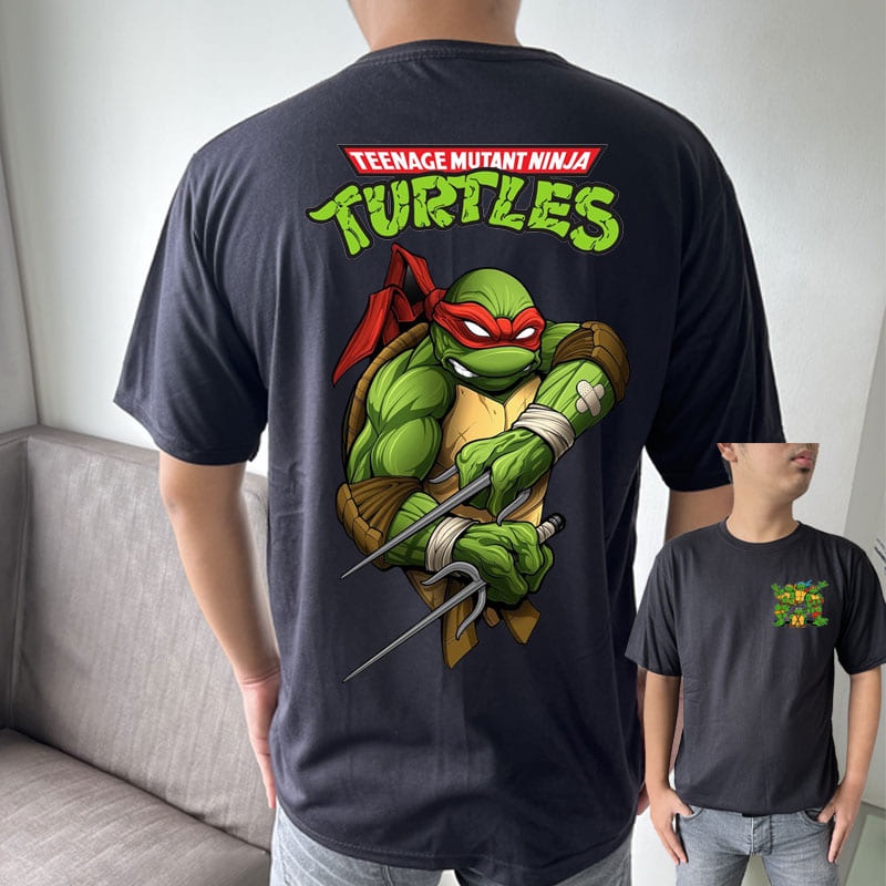 Jual Kaos Oversize Pria Dewasa T Shirt Oversize Baju Distro Hitam Kartun Turtles S M L