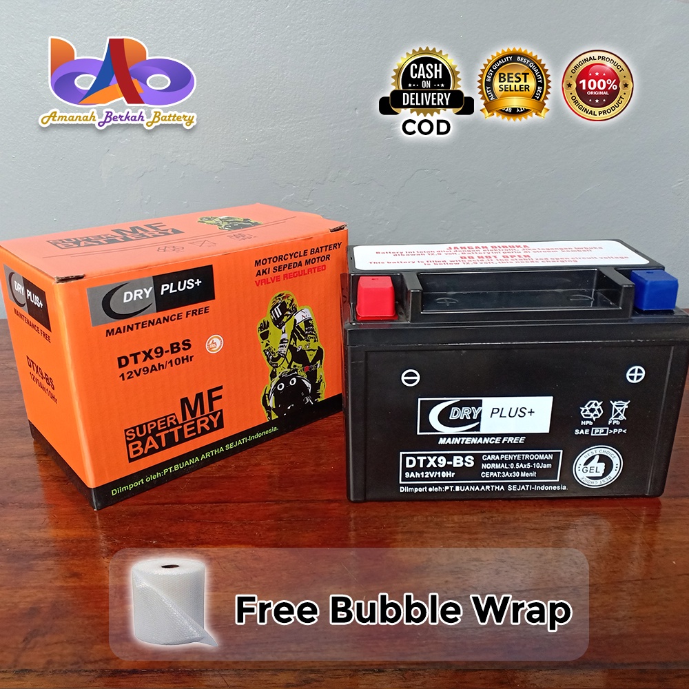 Jual Aki Motor Ninja 250 Karbu, Ninja 250 Injeksi YTX9-BS DRY PLUS AKI