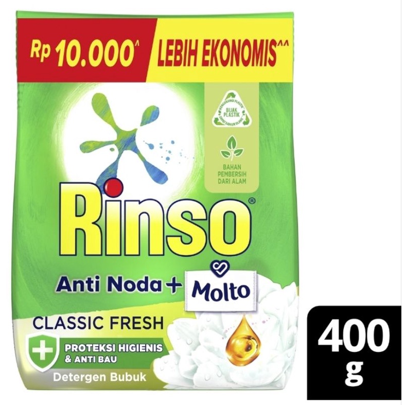 Jual RINSO MOLTO CLASSIC FRESH DETERGEN BUBUK 400G | Shopee Indonesia