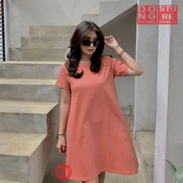 Kaos Polos Dress Pocket Wanita Casual Fashion Korean Baju Atasan Midi Dres Saku Didua Sisi