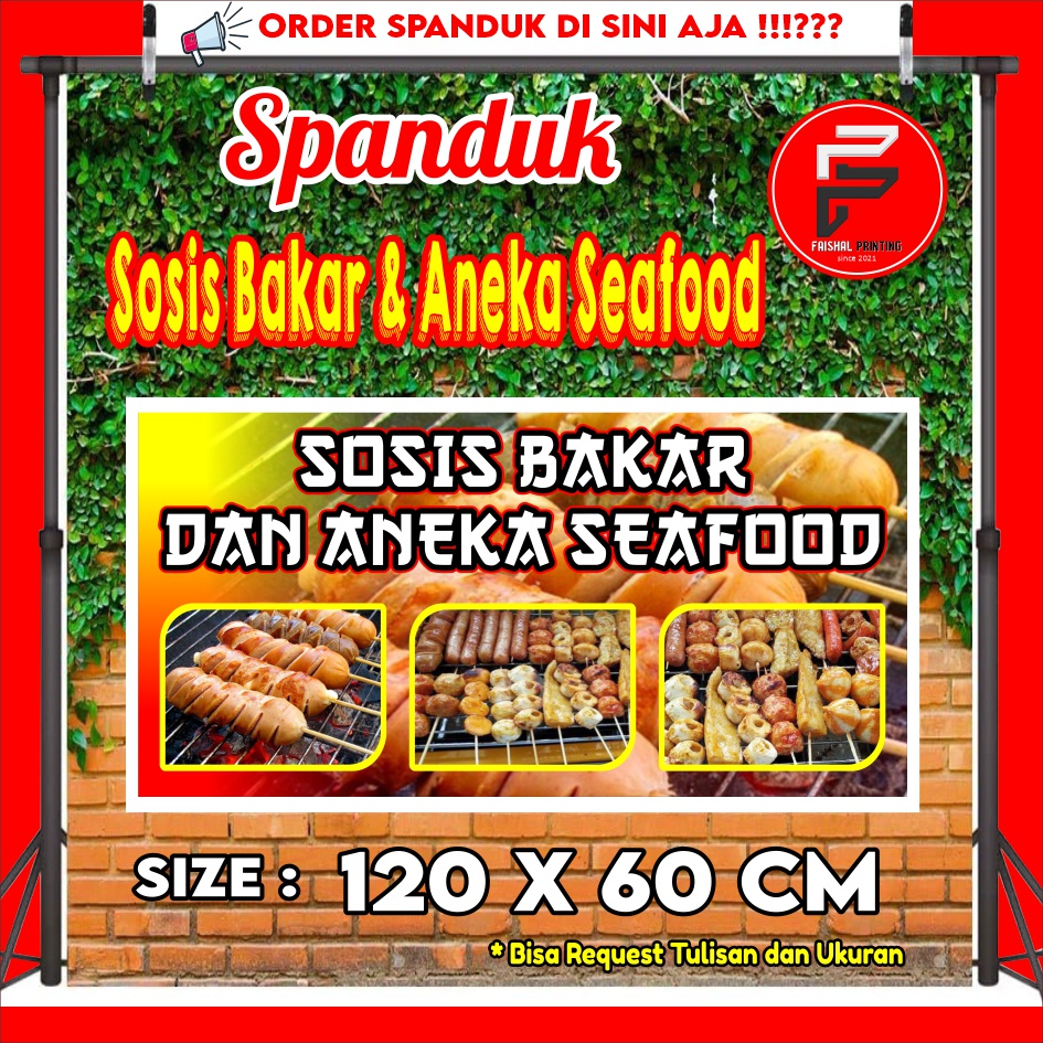 Jual Spanduk Sosis Bakar Spanduk Aneka Sate Seafood Banner Warung