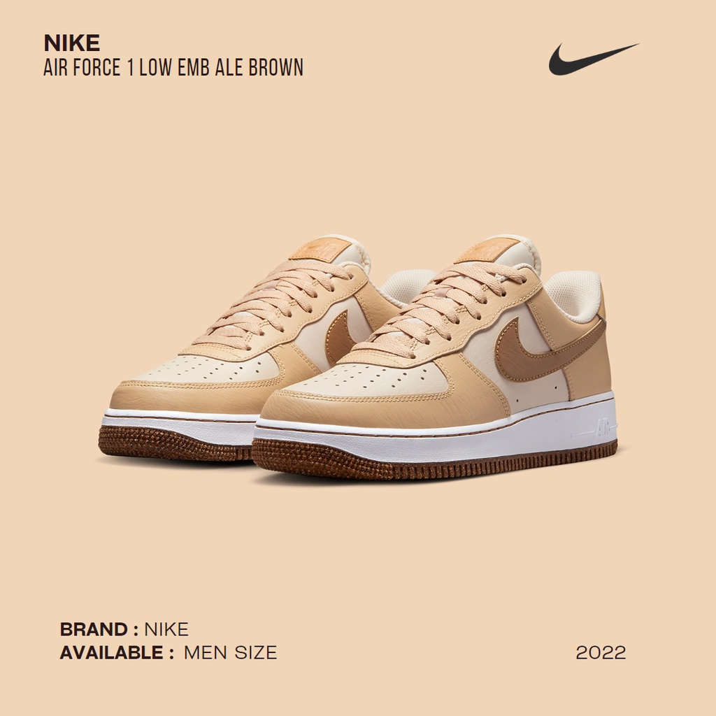 Jual Nike Air Force 1 Low EMB Ale Brown Pearl White 100 Original