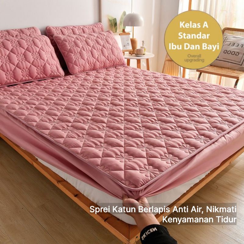 Jual Sprei Sultan Rajut Tebal Protektor Waterproof full Karet Keliling ...
