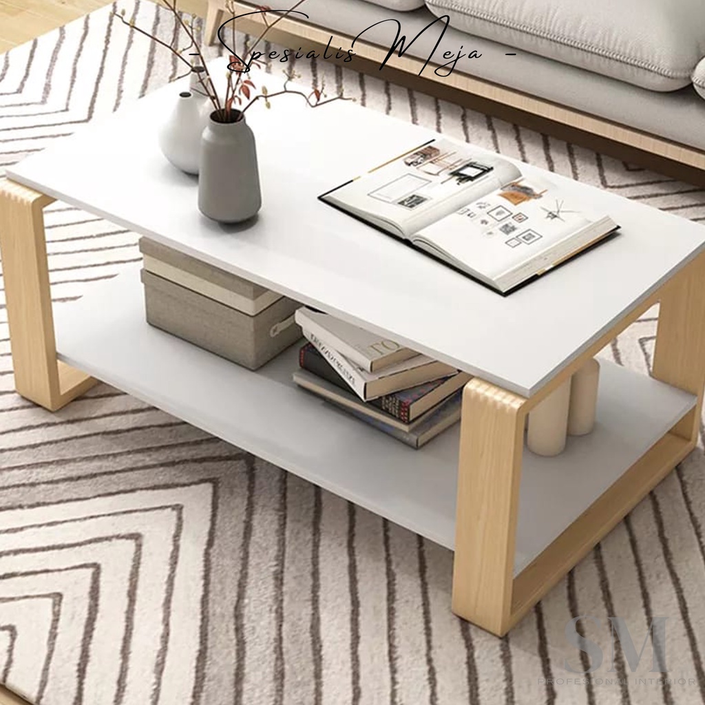 Jual meja ruang tamu minimalis modern estetik aesthetic multifungsi