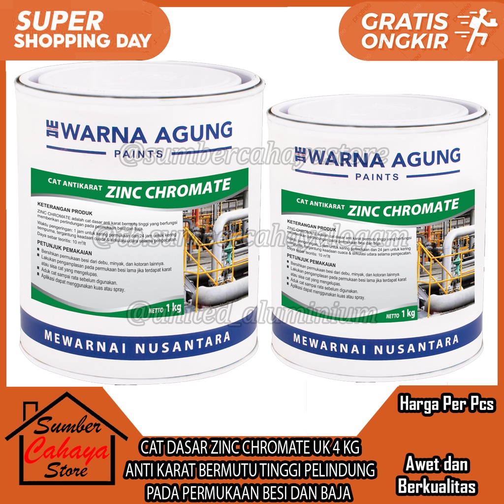 Jual ZINC CHROMATE UK 4 KG CAT DASAR ANTI KARAT BERMUTU TINGGI