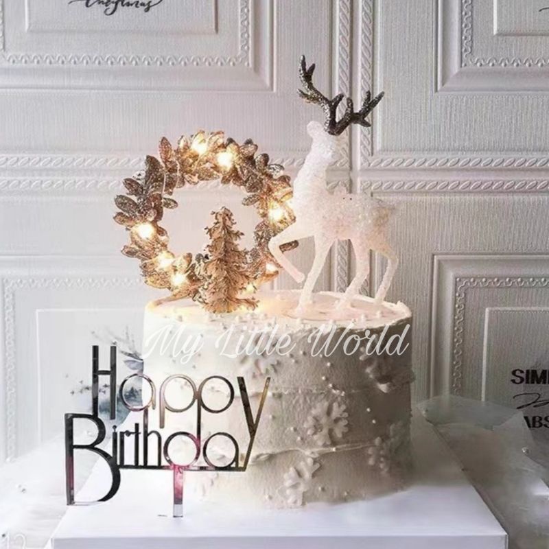 Jual Miniatur Rusa Putih Glitter Emas Dekorasi Natal Hiasan Hampers ...