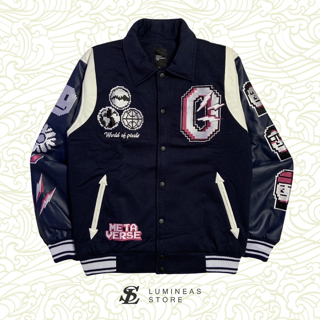 Jual LUMINEAS STORE VARSITY JACKET METAVERSE VOL 2 NAVY