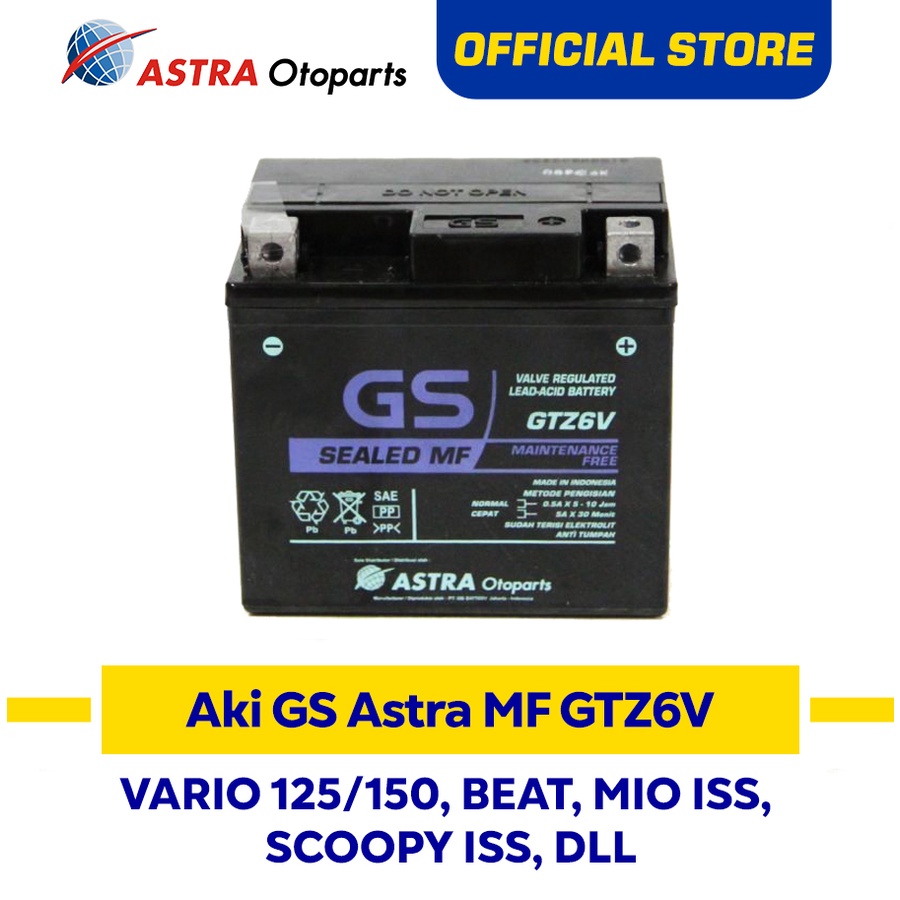 Jual Aki Motor GS ASTRA MF GTZ-6V Vario 125 Vario 150 PCX Mio SSS dll
