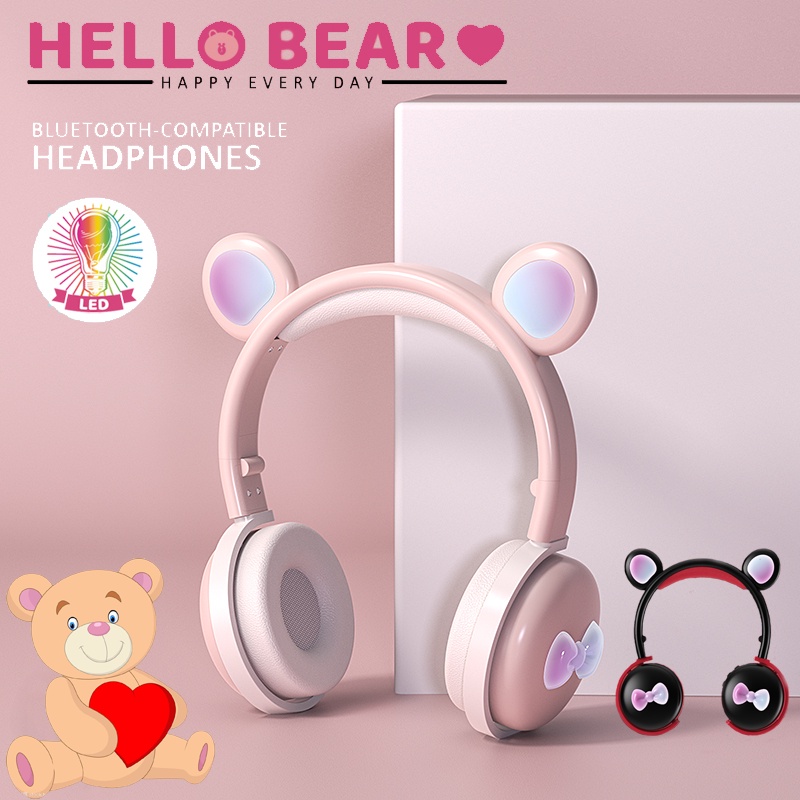Jual Bear Ear Headset Wireless Bluetooth 5.0 Cat Ear Headphones TWS