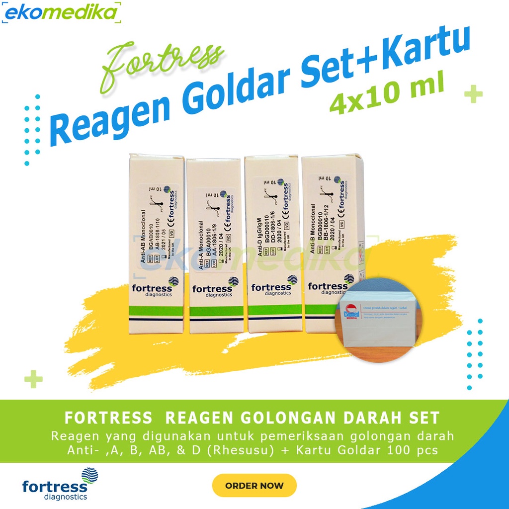 Jual Tes Golongan Darah 1 Set Fortress Diagnostics Goldar - Set Serum ...