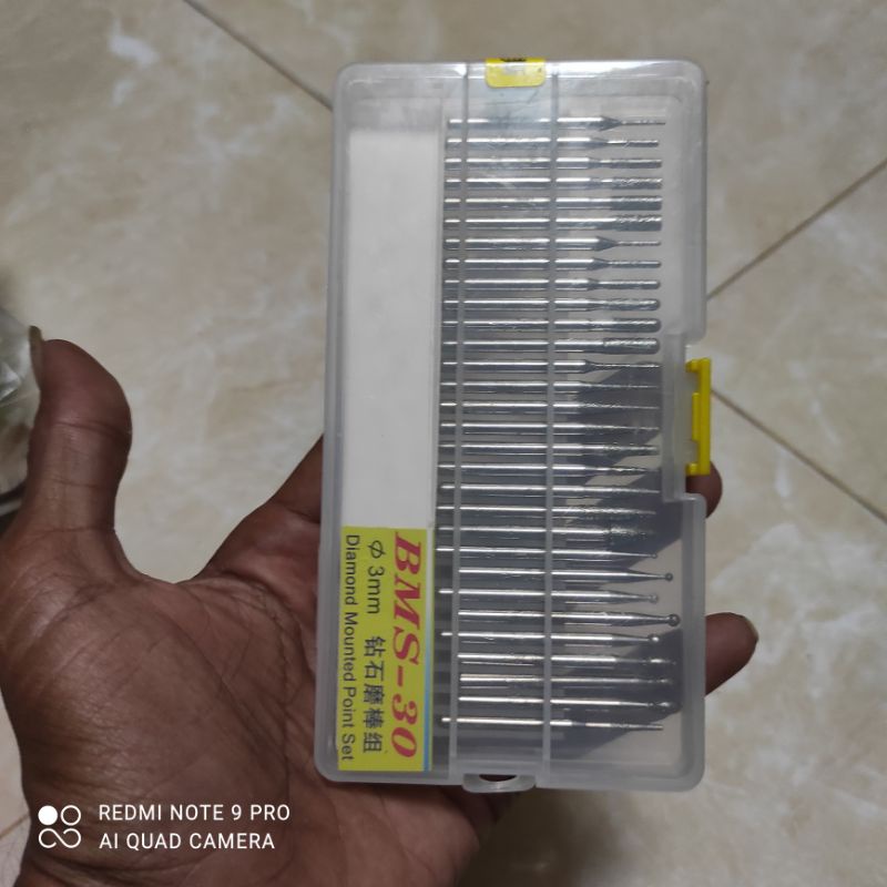 Jual Diamond mounted point set 30 pcs 3 mm BMS mata bor intan ukir gravir Shopee Indonesia